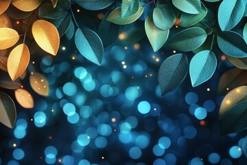 Poster - Blurry background of a green tree with bokeh sky and nature light