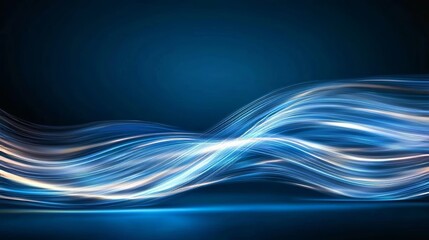 Poster - Illustration of a futuristic data flow idea using an abstract technology background with dynamic colorful light rays and a blur gradient texture enhanced by shiny stripes