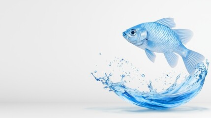 Poster - A blue fish jumping out of the water