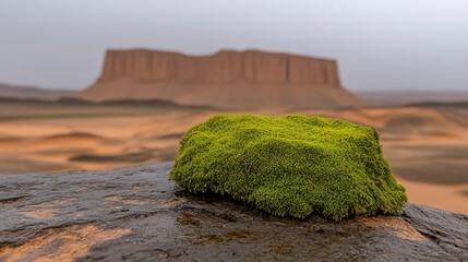 Canvas Print - A moss covered rock in the middle of a desert