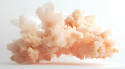 Poster - A soft pastel-colored cloud of smoke floats gently against a white backdrop