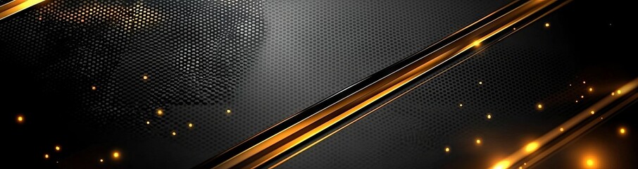 Poster - abstract golden lines against a black background with a luxurious polygonal frame. premium design fe
