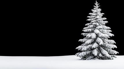 Canvas Print - A lone snow covered pine tree in the middle of a snowy field