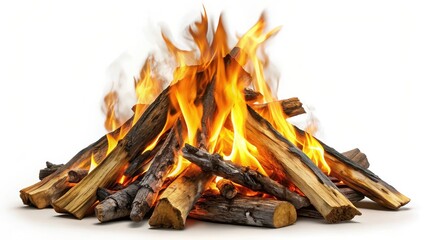 Wall Mural - Bonfire, Fire, Flames, Wood, Isolated