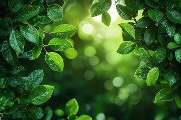 Wall Mural - Nature of green leaf in the garden during summer