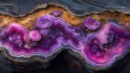 Wall Mural - Intricate Amethyst Agate Slice, Natural Beauty, Detailed Texture