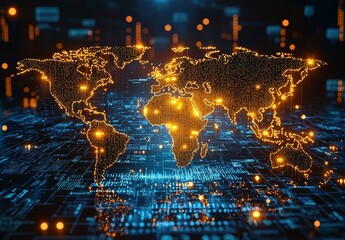 Poster - Abstract illustration depicting futuristic visualization of big data