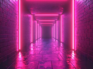 Poster - An arch frames the portal, bathed in pink and purple vibrant colors, with a laser show adding to the dynamic visual