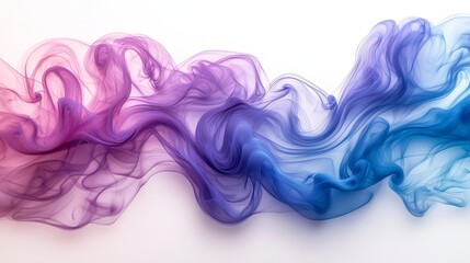 Poster - Modern and abstract background featuring a wavy satin fabric that is soft, smooth, and transparent, coming in blue, pink, and purple colors, isolated on white