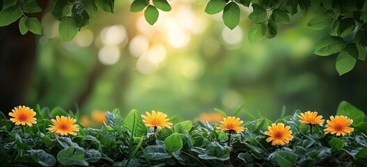 Poster - a beautiful spring natural backdrop featuring young, lush green grass dotted with blooming dandelion