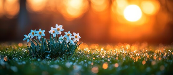 Poster - delicate snowdrop flowers in a serene springtime natural backdrop