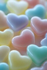 Canvas Print - A close up of a pile of heart shaped gummy bears