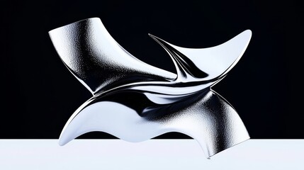 Poster - A sharp, silver abstract form on a black backdrop