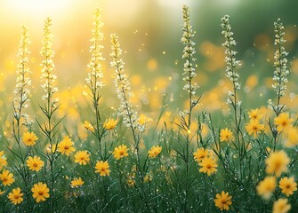 Poster - A nature-themed backdrop of a green blurred gradient background with sunlight highlights, suitable for modern illustrations in graphic design, banners, or posters