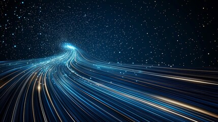 Poster - Hyperspace travel through star fields, flying at immense speeds leaving a light speed trail.Hyperspace journey through starry fields, blazing at lightspeed and leaving a tail of light
