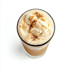 Wall Mural - Top view of Root beer float, isolated on white, drink photo