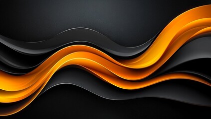 Poster - An illustration of a black and orange abstract background with a curved design