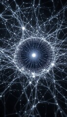 Poster - Abstract Neural Network Connection with Glowing Nodes and Interlinking Lines