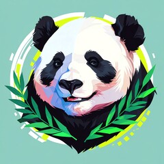 Wall Mural - Vibrant Panda Portrait: A Stunning Artistic Representation