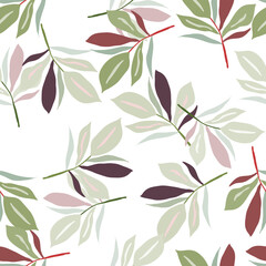 Wall Mural - Leafy botanical seamless pattern with earthy tones for textile design