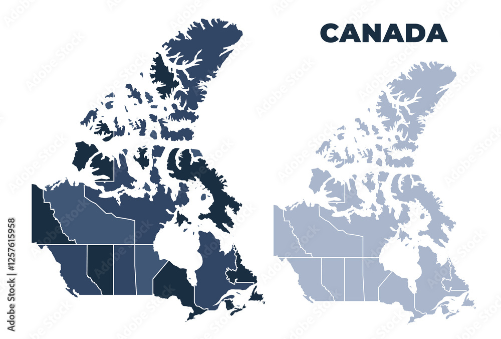 Canada political map with states border outline Stock Vector | Adobe Stock