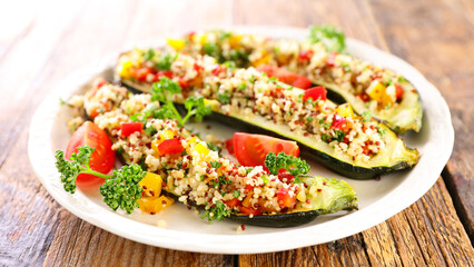 Sticker - Baked Zucchini Stuffed with Vegetables - Vegetarian Dish