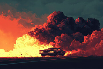 Wall Mural - Tire Burnout Vector