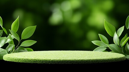 Poster - A close up of a green plant with leaves on a black background