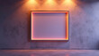 © Amour-it - Minimalist Interior Mockup – Elegant Recessed Frame with Warm Ambient Lighting on Textured Gray Wall – Modern Architectural Design for Branding, Art, or Display