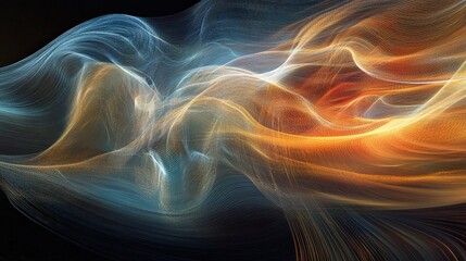 Poster - thought waves, with data streams flowing through a neural network, showing the power of human cognition