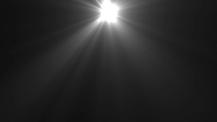 Wall Mural - white light at the top on a black background. animations of the sun's rays, beautiful 4k white spotl