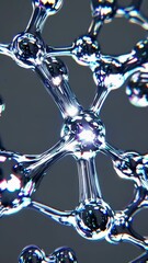Aufkleber - molecular structures forming and shifting, with transparent liquid-like connections and glowing particles