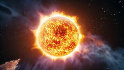 Wall Mural - Burning star emitting energy in deep space