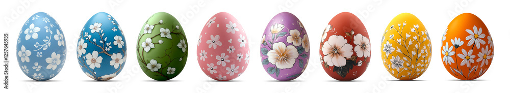 Colorful collection of hand-painted Easter eggs with floral designs for ...