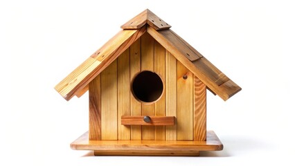 Wall Mural - Wooden Birdhouse on White Background