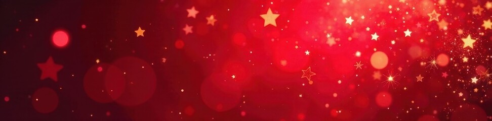 Poster - Deep red backdrop, glittering stars and sparkles , backdrop, festive