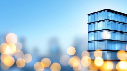 Canvas Print - A tall glass building with a blue sky in the background