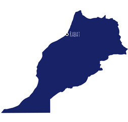Wall Mural - silhouette map of morocco with capital city names