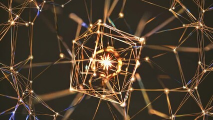 Poster - interconnected glowing cubes shifting within a futuristic digital network, creating a high-tech and abstract visualization
