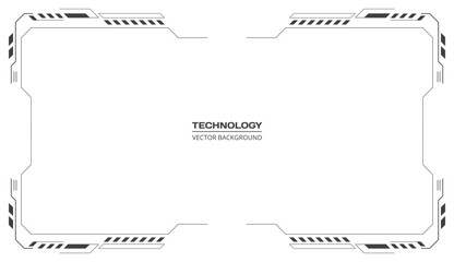 Poster - Black HUD frames user interface vector elements design on white background. Modern futuristic control panel. Technology digital screen window. Tech vector illustration