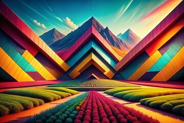 Wall Mural - Abstract Geometric Landscape: Modern Minimalist Architectural Design