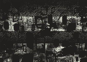 Fototapete - Background with glitch distorted grunge textures . grunge background texture with halftone dots, glitched shapes, textures and lines .Screen print vector background with grunge textured surface.
