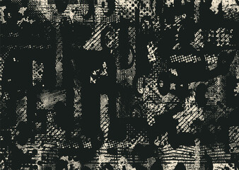 Fototapete - Background with glitch distorted grunge textures . grunge background texture with halftone dots, glitched shapes, textures and lines .Screen print vector background with grunge textured surface.