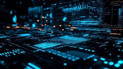 Futuristic data processing on digital interface