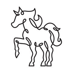 Poster - continuous one line drawing horse.beautiful silhouette of a horse.line isolated minimal logo.line ar