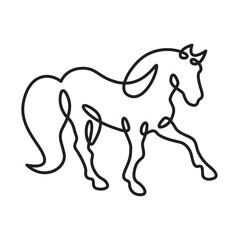 Poster - continuous one line drawing horse.beautiful silhouette of a horse.line isolated minimal logo.line ar
