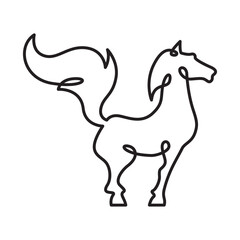 Poster - continuous one line drawing horse.beautiful silhouette of a horse.line isolated minimal logo.line ar