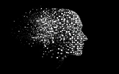 Fototapete - abstract digital human face. stock concept representation of big data or cyber security. 3d illustra