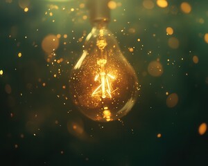 Poster - focusing on a glowing bulb surrounded by a soft bokeh effect, emphasizing the interplay of light and