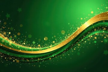 Wall Mural - Abstract gold and dark green wave, Christmas-themed design , gold, modern